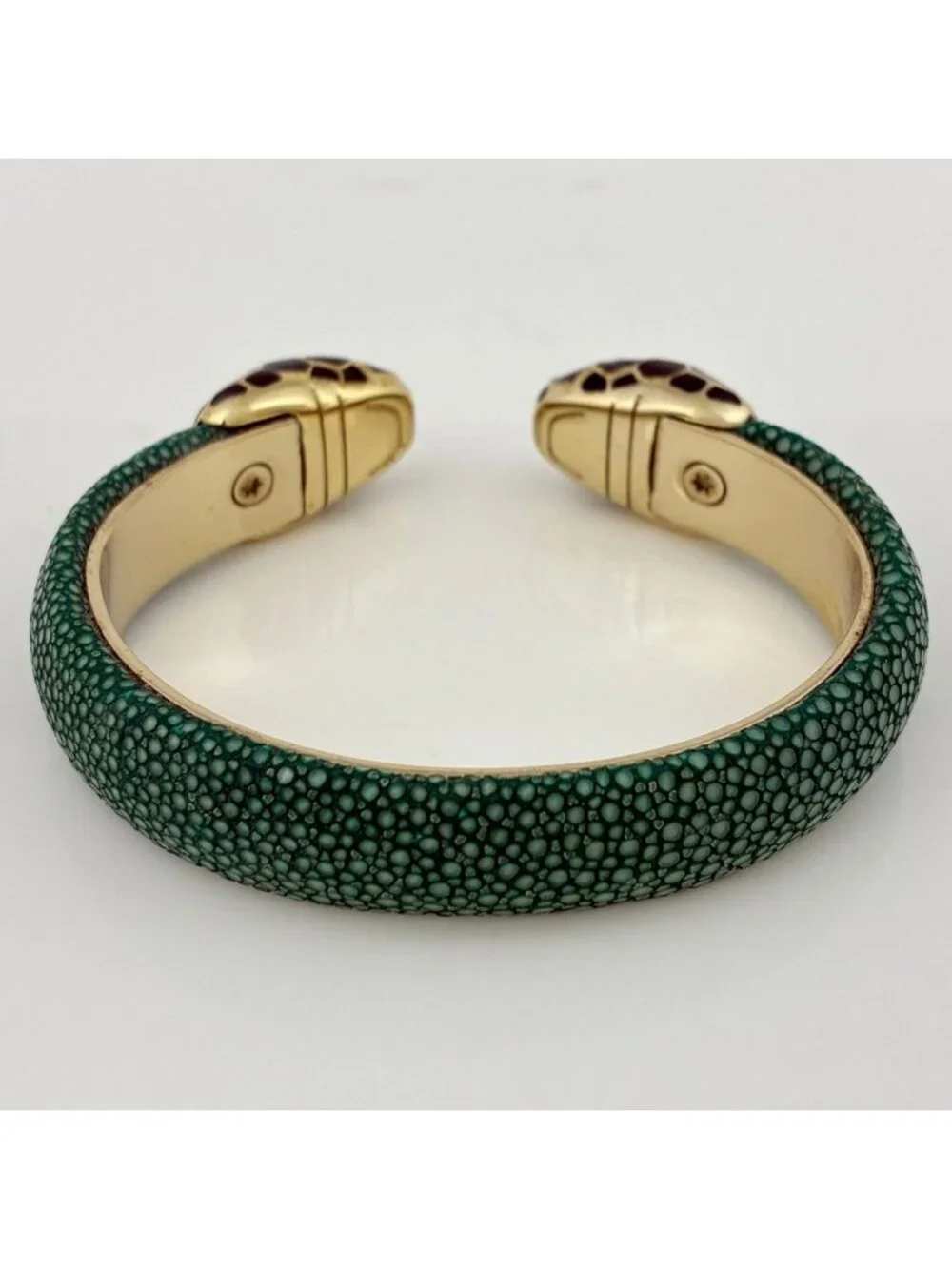 Bvlgari Serpenti Forever Leather Bracelet Bangle Garusha Gold Green